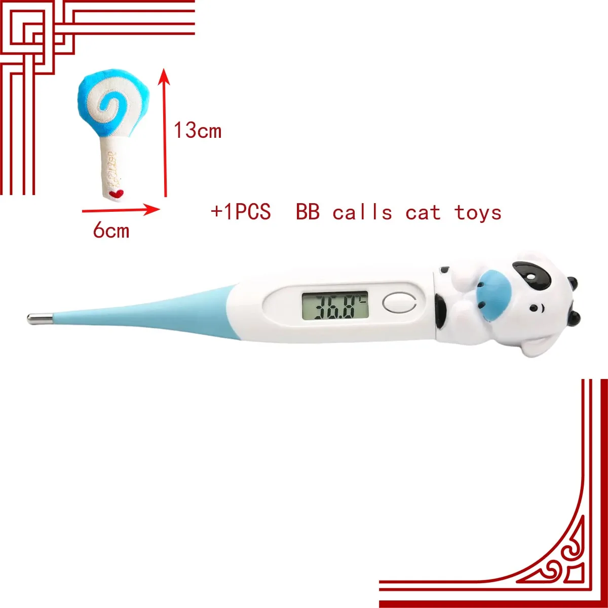 Medical Blue Bull Thermometer Pet BB calls Cat Toy Mercury-free LED electronic thermometer for veterinary use Digital display