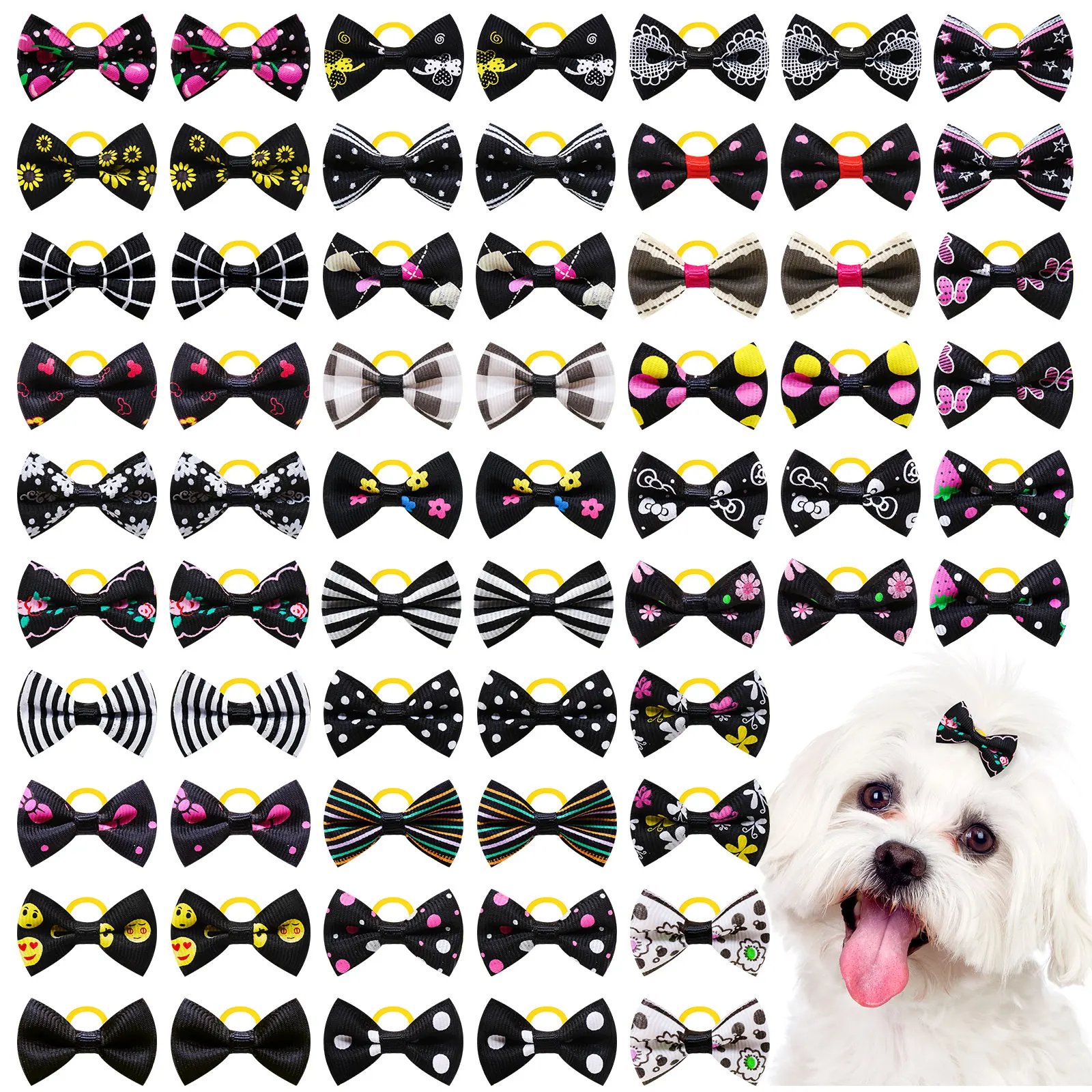 

Bulk Black Dog Bows Small Dog Hair Bows Rubber Bands Cute Pet Dog Hair Bows For Dog Hair Accessories Pet Supplies For Small Dogs