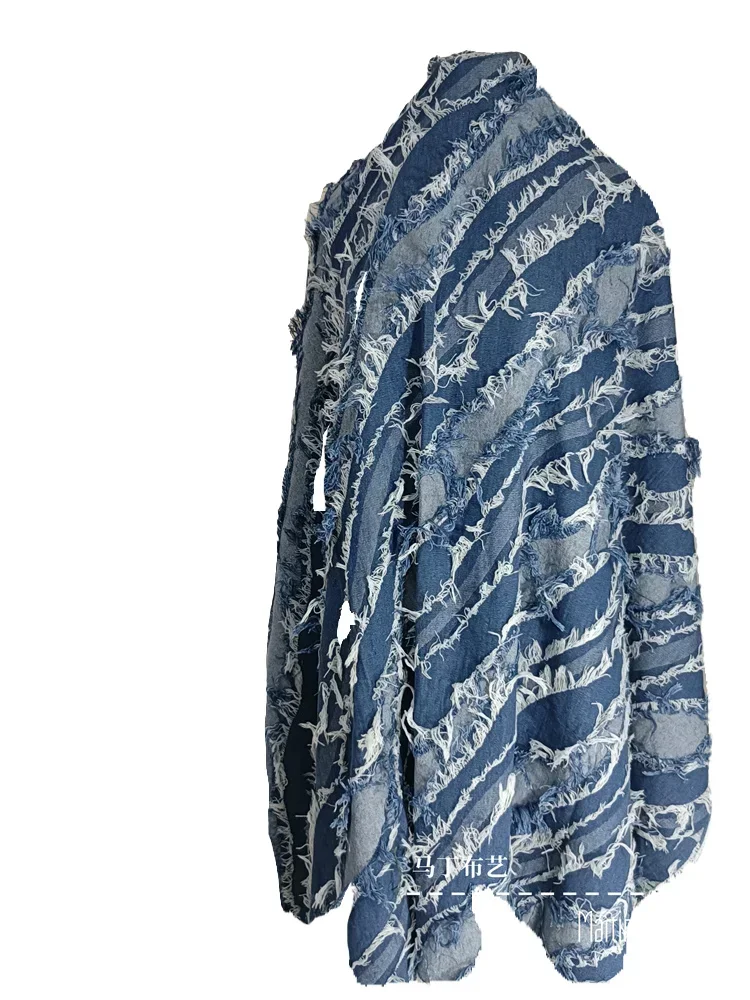 Thickened Washed Jeans Fabric By The Meter for Coats Clothes Skirts Sewing Fashion Tassel Denim Cloth Comfortable Wear-resistant - Image 5