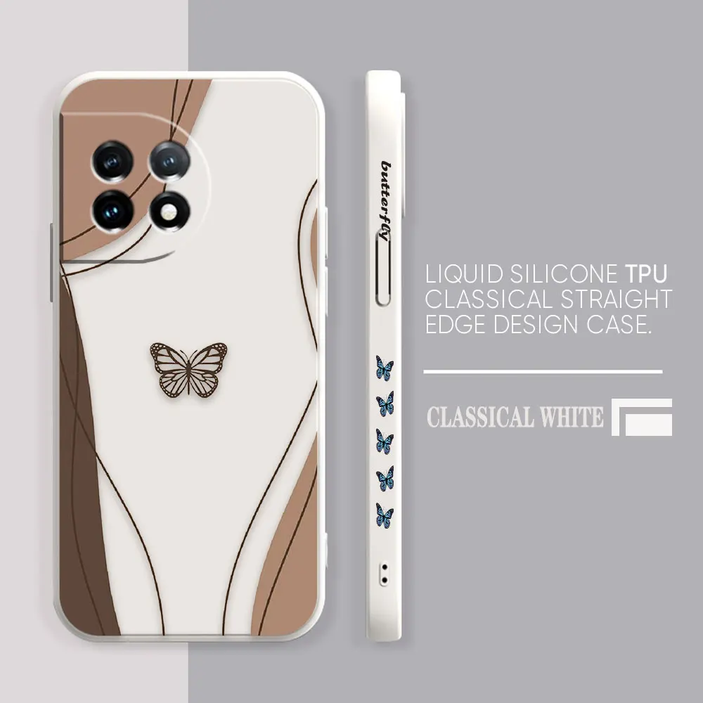 thumbnail image 1 of Case For Oneplus 5 6 9 9R 8 8T 7 7T A3 2 2V NORD 3 2 Lite Pro Simple Liquid Silicone Case Beautiful Butterfly, 1 of 5