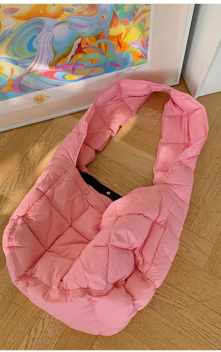 Pleated Cloud Bubble Satchel Bag French Drawstring Luxury Shoulder Bag INS Nylon Padded Handbag Women Quilted Down Crossbody Bag