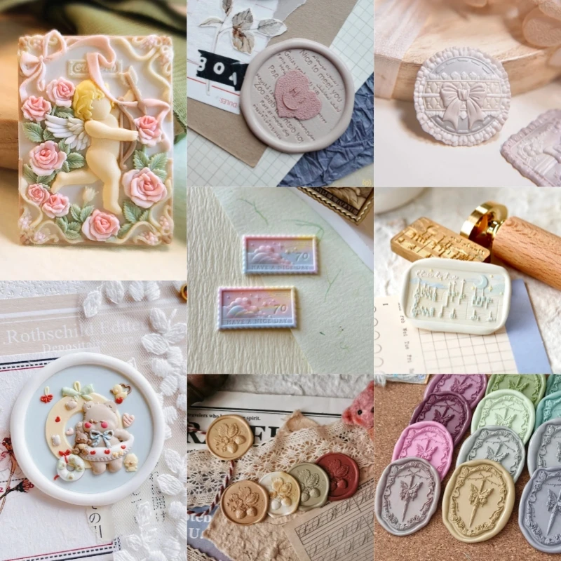 Children's Diy Stamp Fire Seal Strawberry Conch God Of Love Relief Pillow Cube Sugar Engraved Seal Brass Head Envelope
