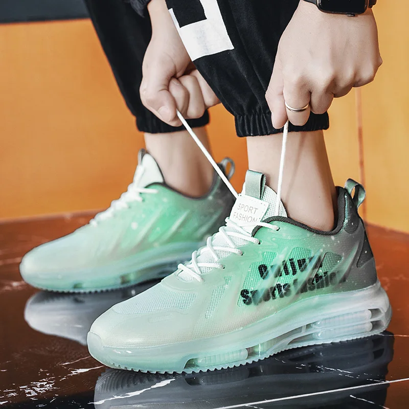 

Mesh Breathable Casual Sports Shoes Fashion Lace-up Air-cushion Men's Shoes Outdoor Lightweight Comfortable Soft-soled Sneakers