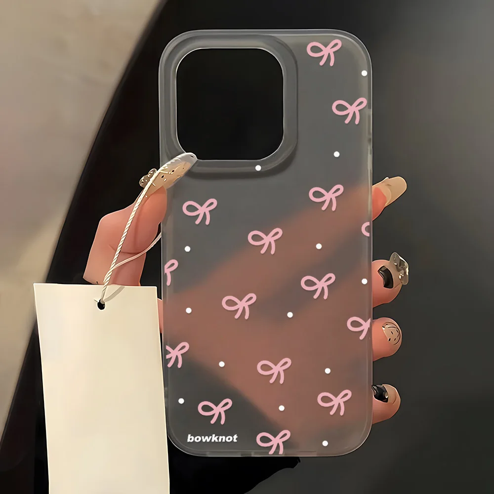 Pink Bow Shockproof Silicone Phone Case - Soft Matte Cover