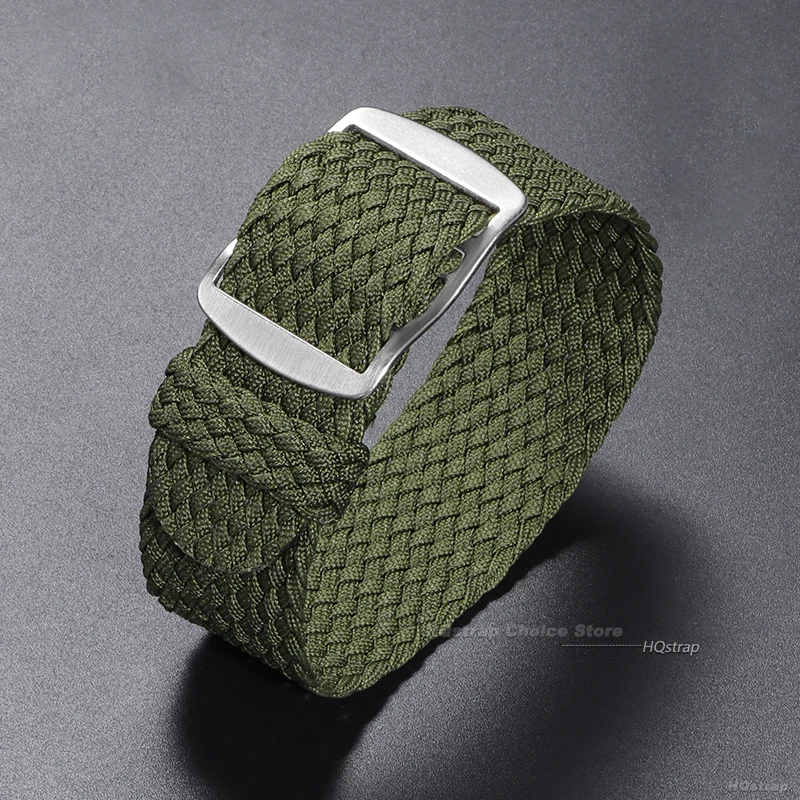 Premium Perlon Woven Nylon Watchband Strap – Adjustable Fabric Bracelet with Buckle for Men & Women, Black & Blue Options