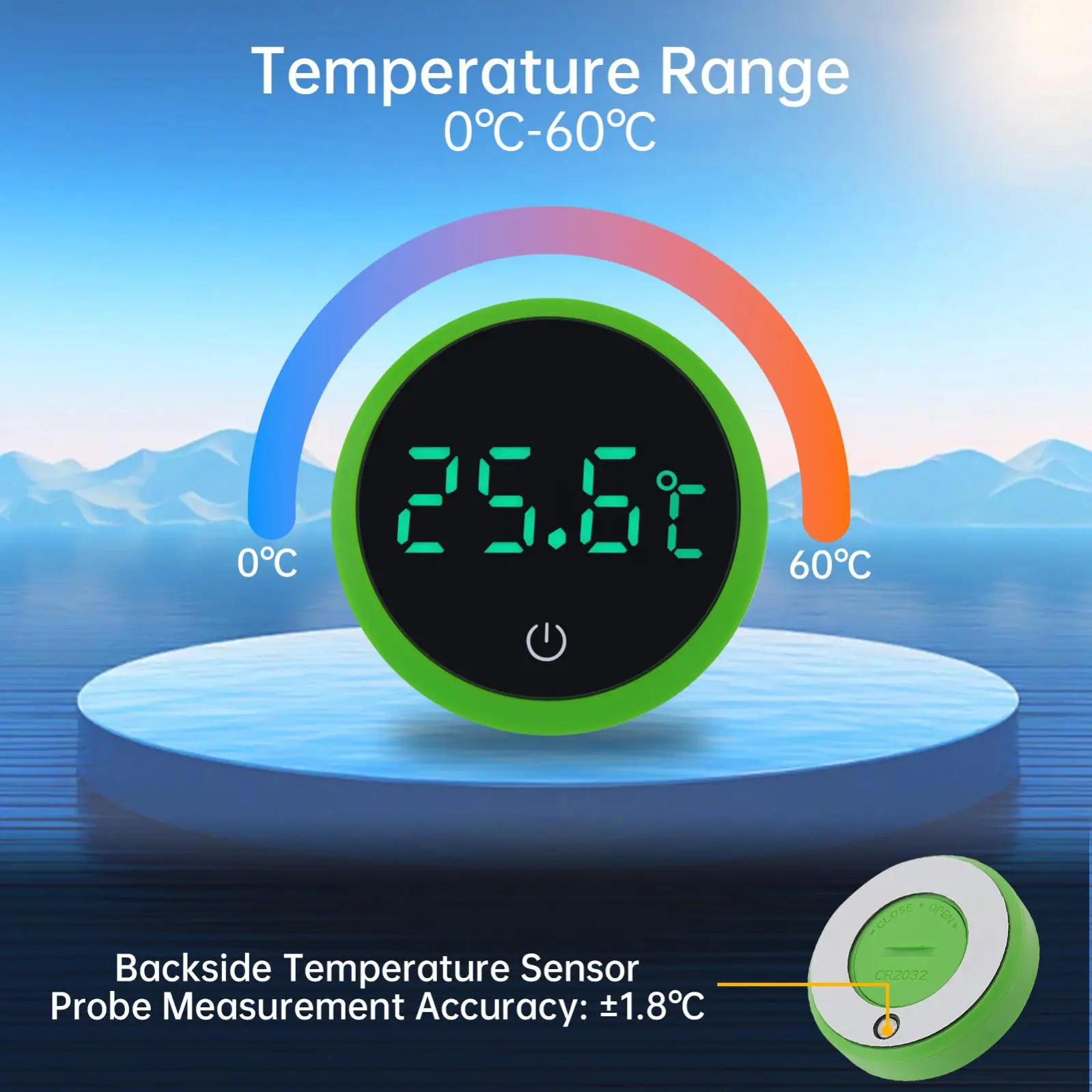Cordless White / Green / Black Degree Celsius Digital Thermometer thumbnail 8