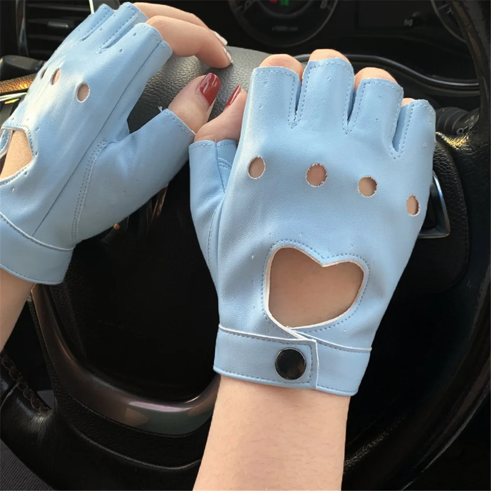 womens fingerless leather gloves