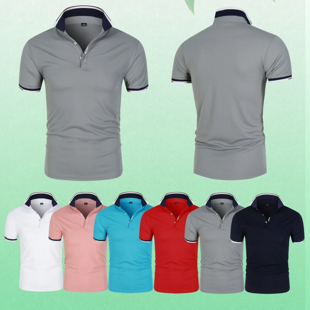 

2023 summer new men's casual short-sleeved Polo shirt fashion lapel T-shirt Breathable men's shirt fashion street clothing