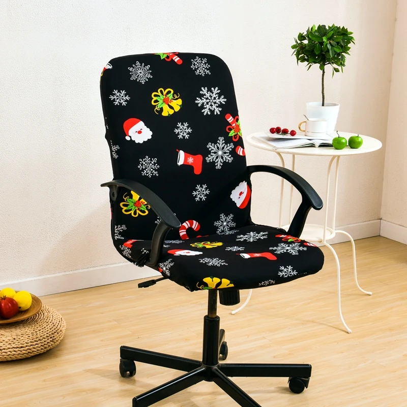 Office Chair Cover Elastic Universal Rotating Armrest Lifting Computer Chair Seat Cover Anti dirty Removable Christmas Slipcover