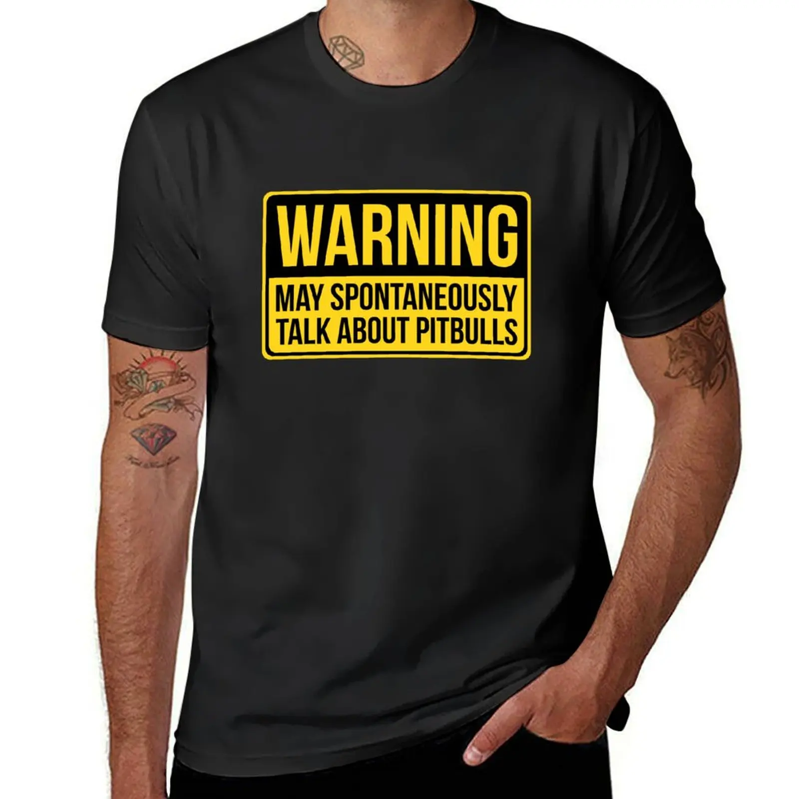 

Warning May Spontaneously Talk About Pitbulls T-Shirt cute tops Aesthetic clothing mens vintage t shirts
