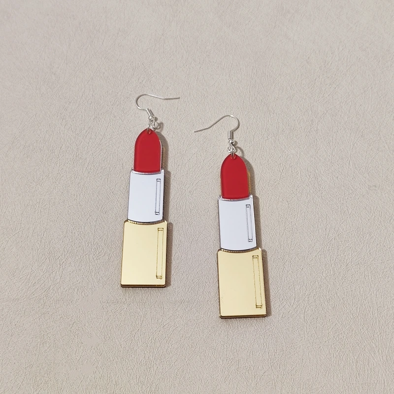 KUGUYS Lippenstift-Ohrringe für Damen, Vintage-Stil, Spiegel-Acryl-Schmuck, lässig, für Musikfestivals, Sommer-Accessoires – Detail 19