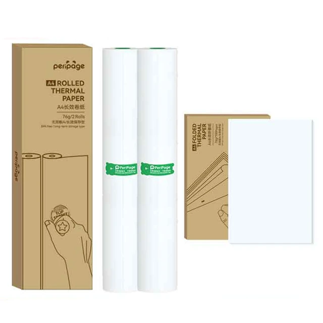 Papel térmico A4 Compatible con impresora térmica PeriPage A40