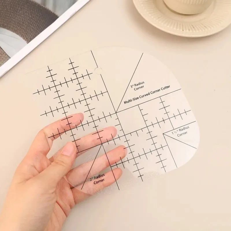 둥근 모서리가 있는 아크릴 재봉 자, 곡선 모서리 커터 자, 다기능 의류 재봉 템플릿, 패치워크 도구