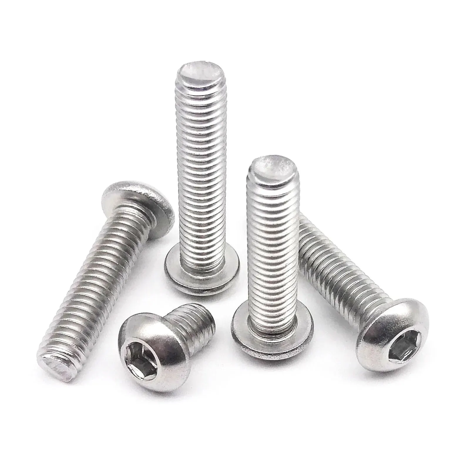 Hexagon Socket Head Bolt M1.6 M2 M2.5 M3 M4 M5 M6M8 Hexagon Hex Socket Head Button Allen Bolt Screw 304 A2 Stainless Steel Black Grade 10.9 Steel ISO7380