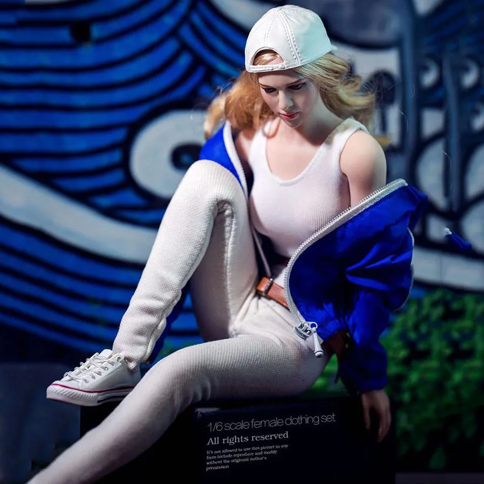 

1/6 Female Soldier Long Sleeve Coat T-Shirt Tops Sport Jacket Stretch Tights Trousers Accessory For 12'' Action Figure Model Toy