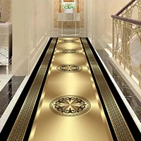 Golden Luxury Long Corridor Carpet Large Area Passageway Non-slip Rugs Washable Porch Entry Doormat Living Room Decoration Mats 1