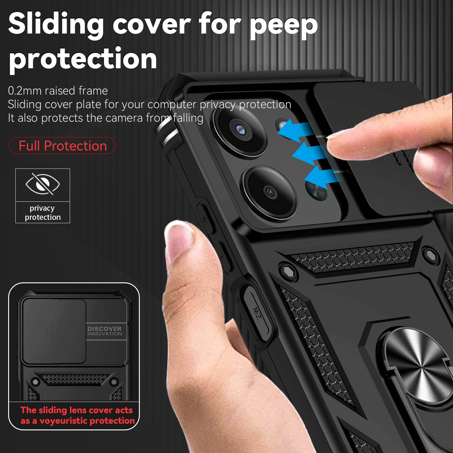 Ring Stand Sliding Cover with Camera Protection - European Edition