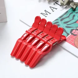 Salon - Grade Alligator Hair Clips - Set of 5 Styling Clamps (Red)