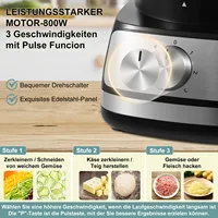 Topstrong 800W 8 en 1 hachoir à viande argenté 3 vitesses robot culinaire de cuisine 4