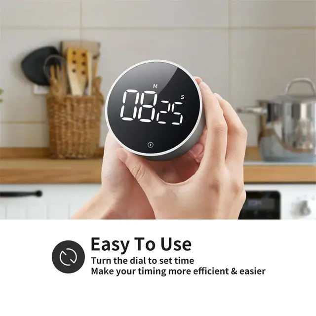 STC Rotary Digital Timer Cooking Kitchen Clock, LED Display, Magnetic