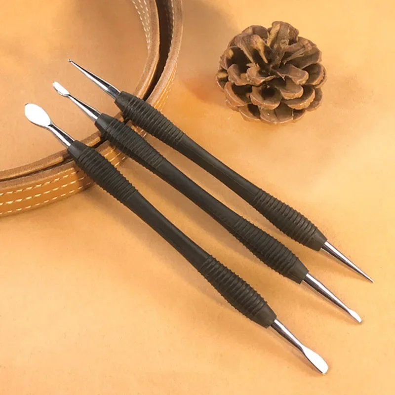 1Pc Leather Modeling Carving Tools Rubber Handle Modeling Point Stylus Spoon Leather Embossing Tool carving tool leather tool leather cutting tools