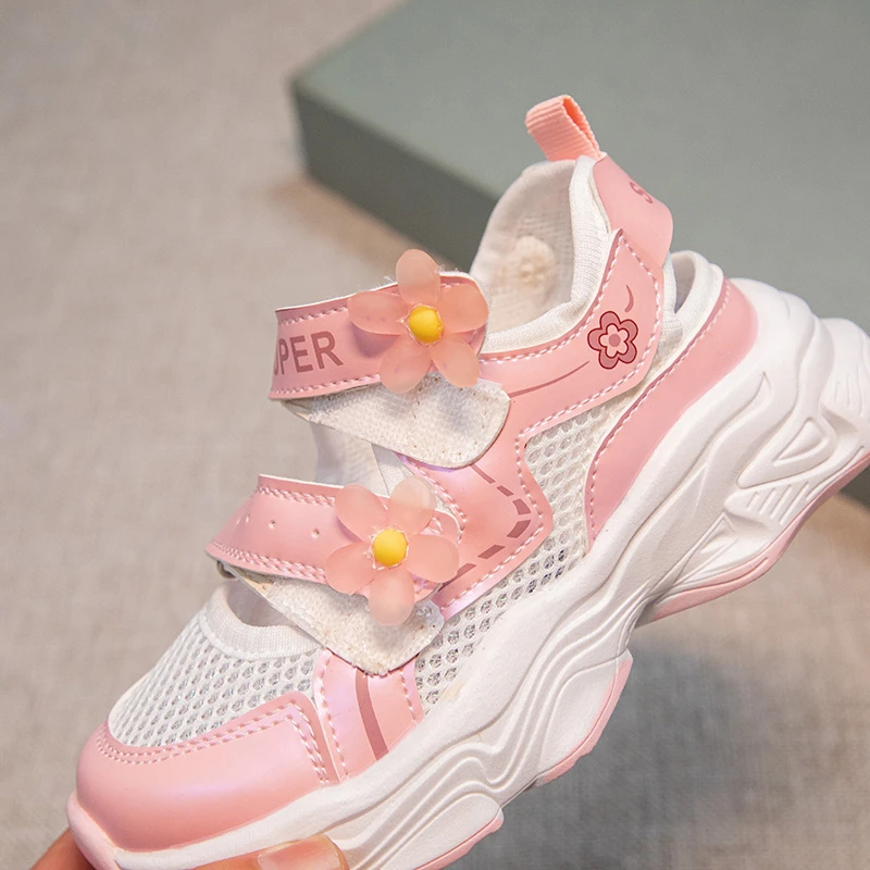 Girls Summer Sandals Non Slip Cut Out Flowers Walking Shoes