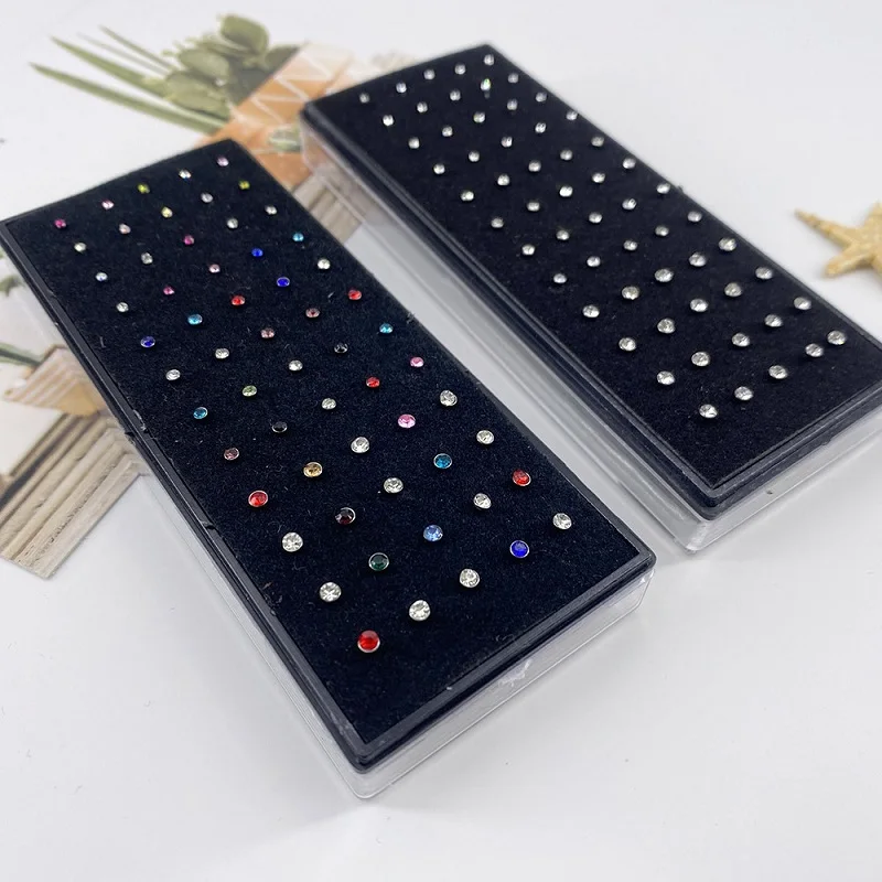 Stainless Steel L Shape Nose Stud 20G Crystal Straight Stud Nose Ring Set Lot Piercing Nostril Pin Body Jewelry nose rings piercing jewelry nose studs body piercing jewelry body jewelry