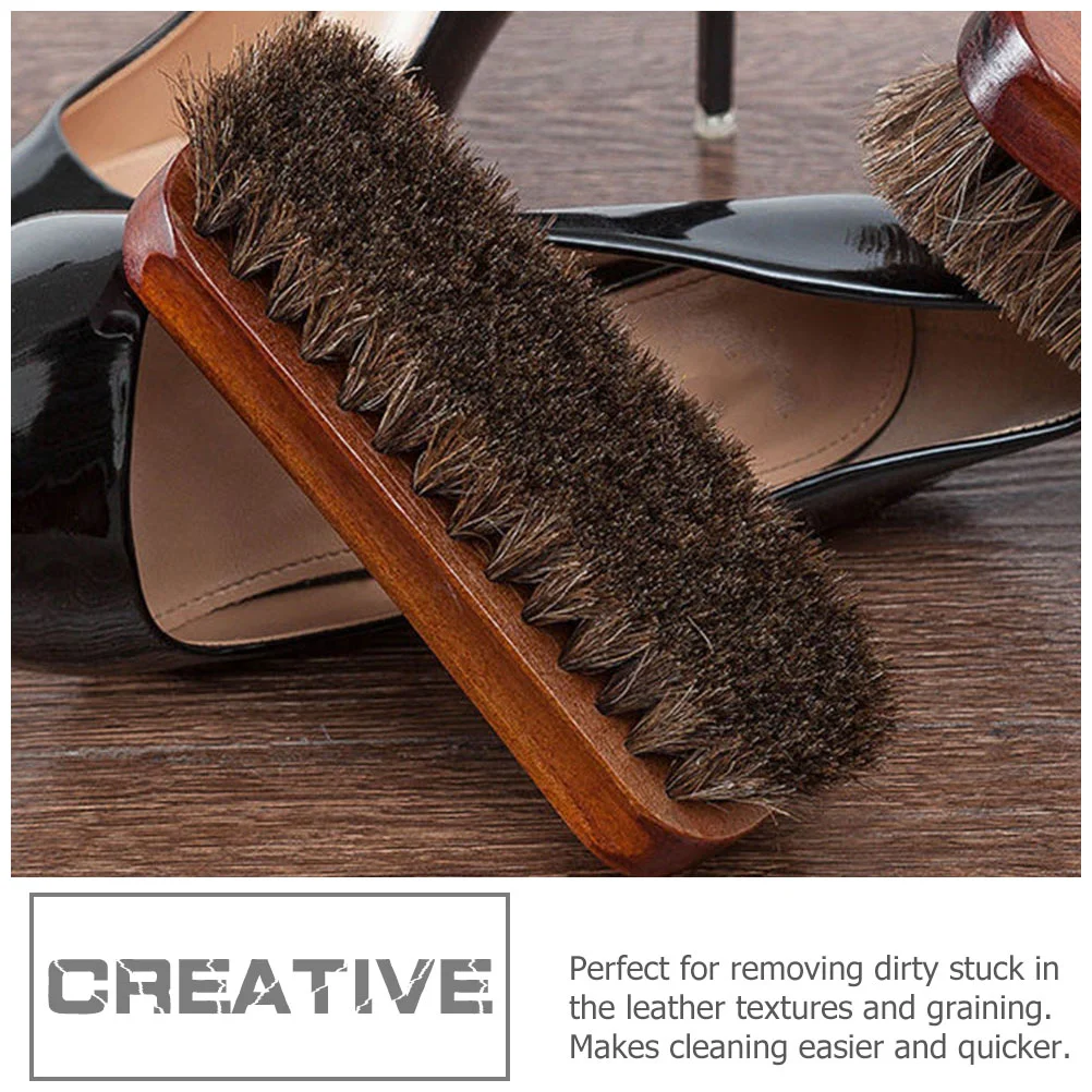 Small Wood Bristle Horse Hair Brush For Shoes Cleaner Laundry Clothes Household Merchandises Home Garden Tools Accessories Shoe 2