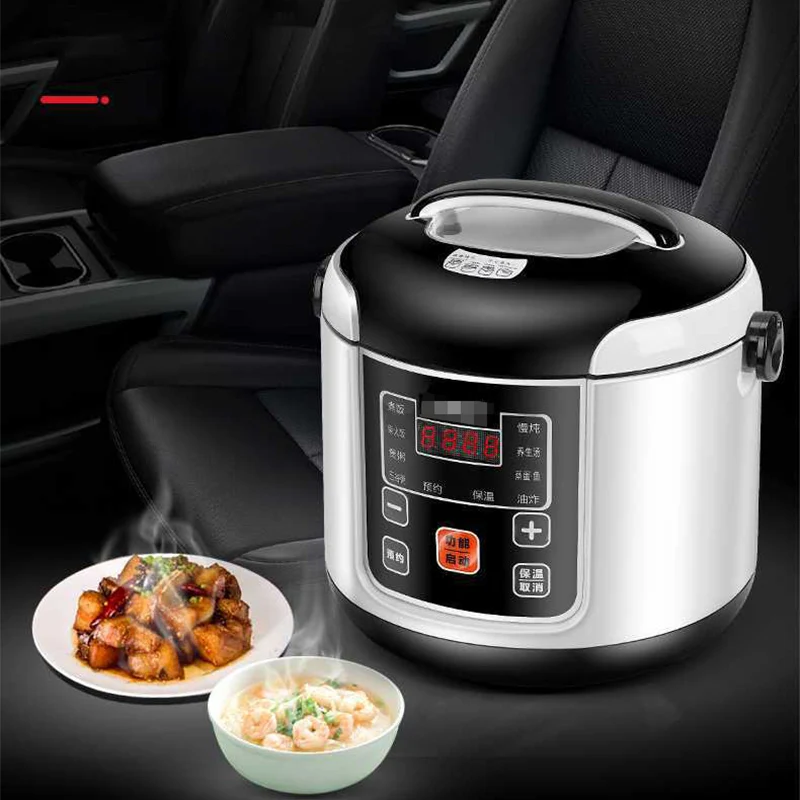 

12V 24V Electric Rice Cookers Car Truck Soup Porridge Cooking Machine 2L Electric Lunch Box Meal Heater Warmer Food Steamer