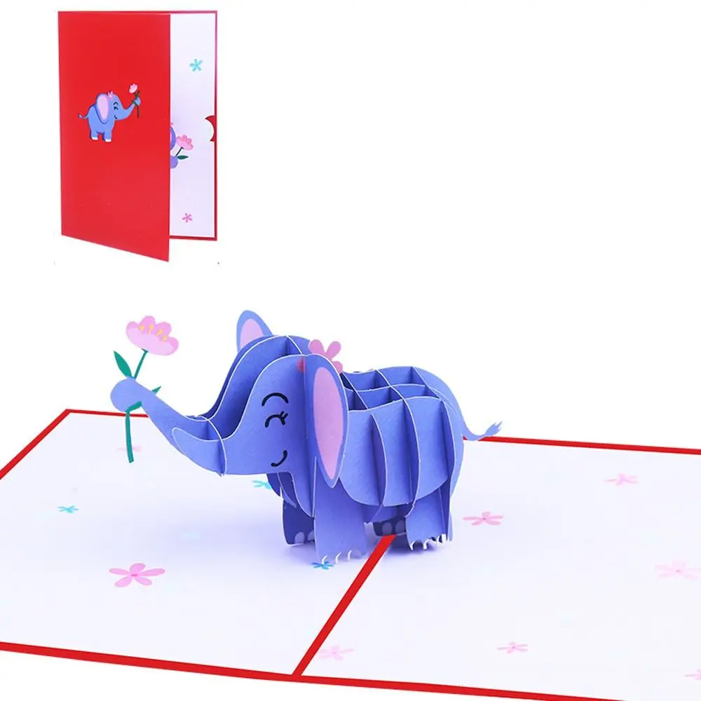 3D Pop Up Thank You Card for Mothers Day Elephant Baby Valentine Wedding Invitation Happy Birthday Gift Postcard greeting cards