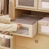 1 set of classic fabric storage boxes with flip cover - rectangular wardrobe storage basket 4