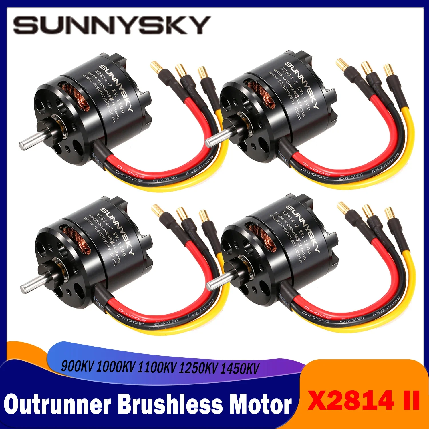 

SUNNYSKY 2814 Outrunner Brushless Motor Long Shaft 900KV 1000KV 1100KV 1250KV 1450KV for RC Fixed-wing Quadcopter Aircraft Plane