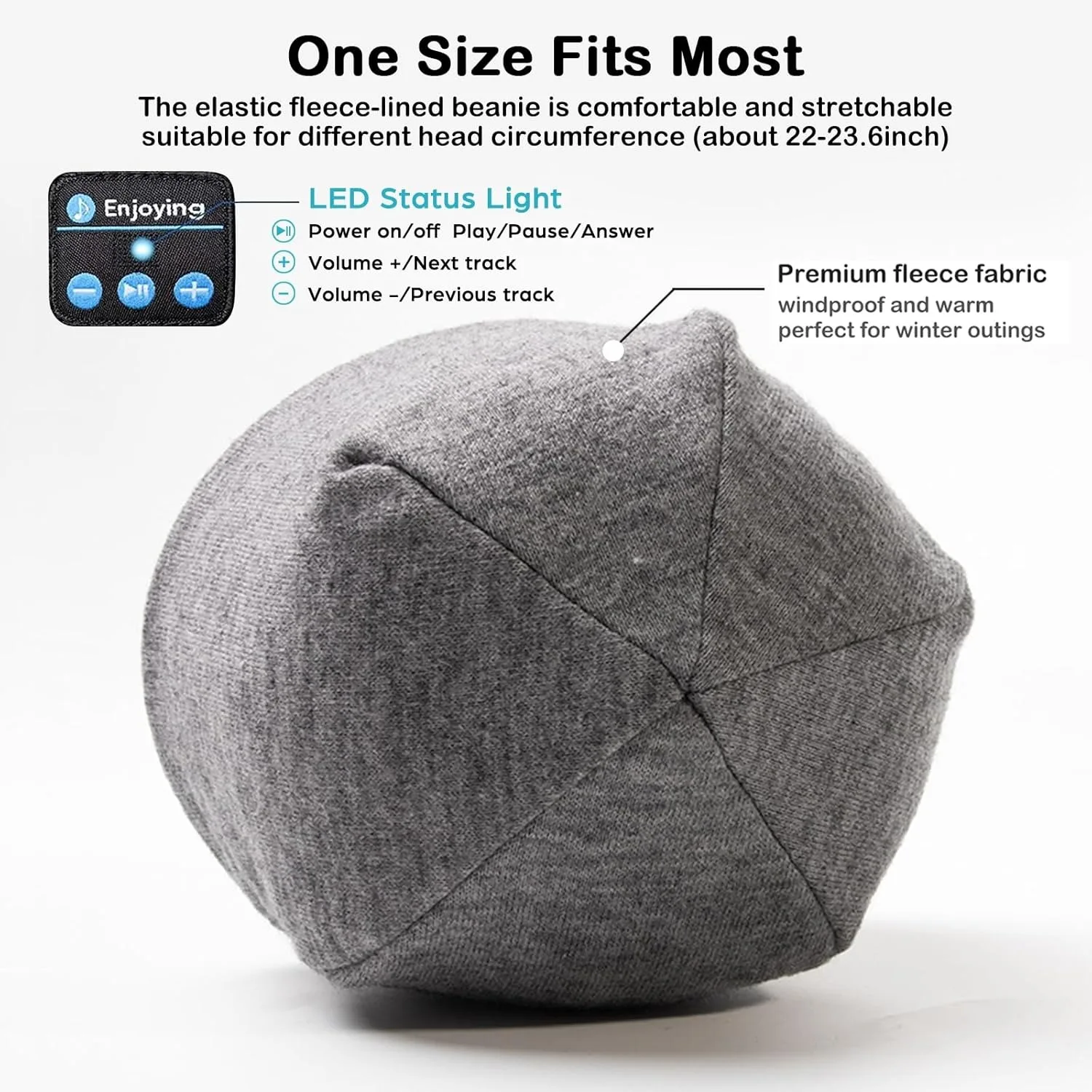 Bluetooth Headphone Winter Warm Beanie Cap Wireless Smart Headset Speaker Camping Sport Running Music Earphone Hat Rechargeable