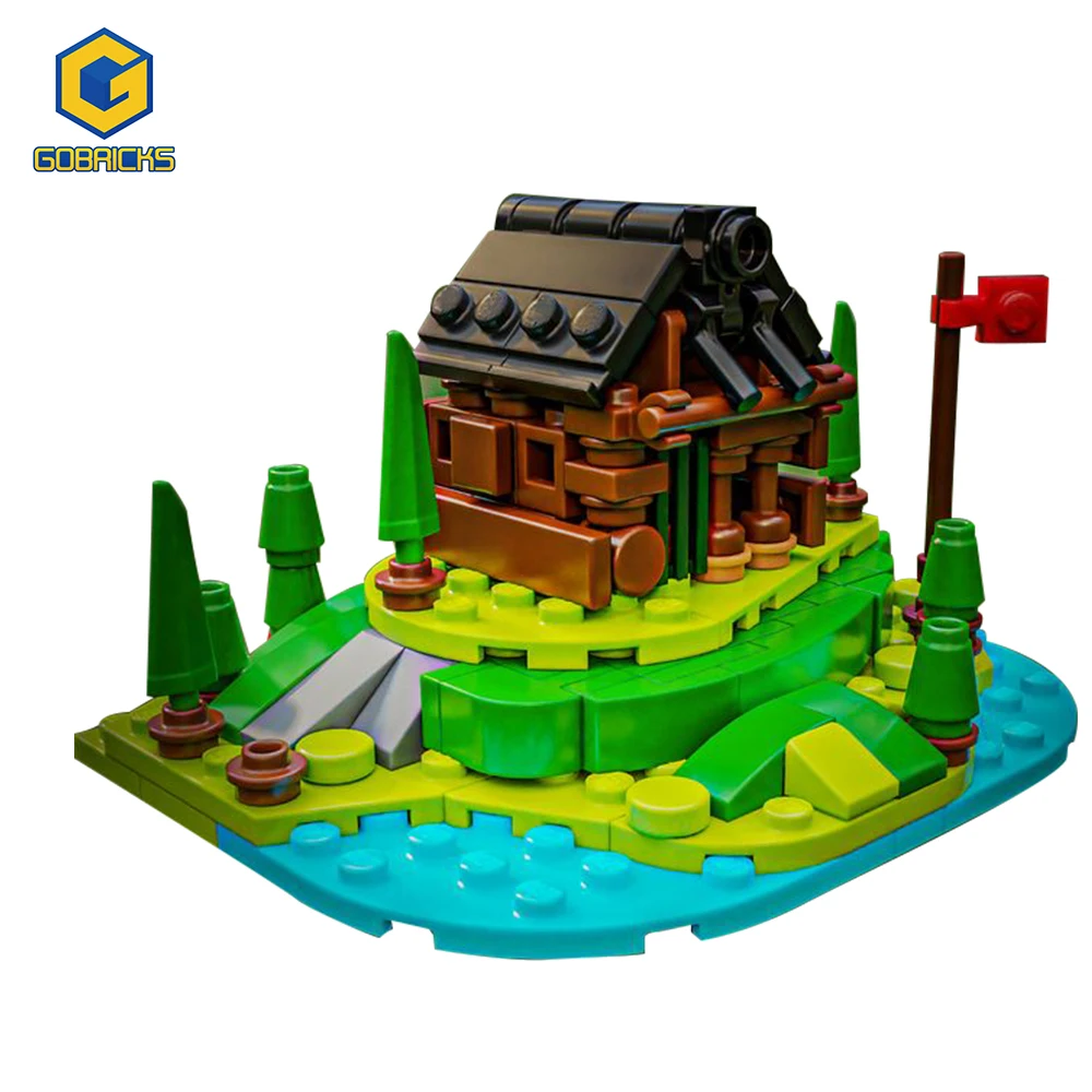 

Gobricks MOC Miniature Mountain Cabin Creative Buliding Blocks Children Education Assembly Bricks Model For Kids Birthday Gift