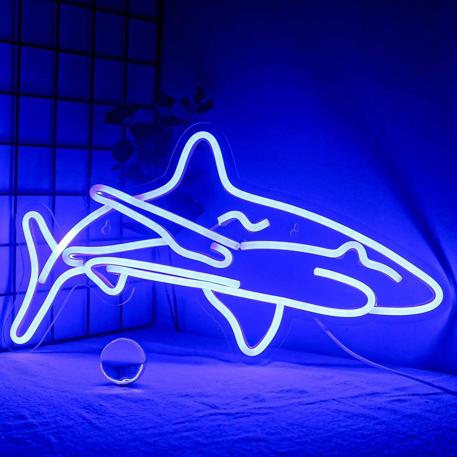 

Shark Led Neon Sign for Bedroom Blue Neon Signs Wall DecorativeAcrylic USB Powered Unique Night Light for Boys Gifts Living Room