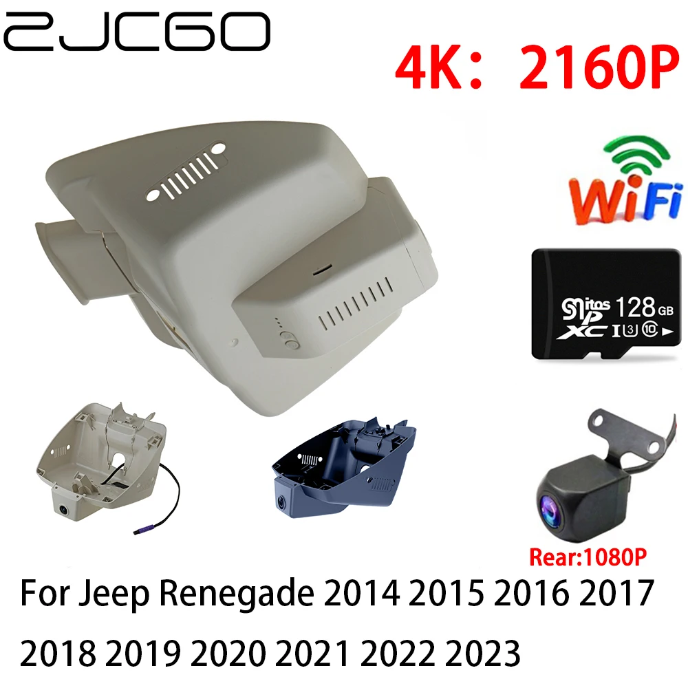 

ZJCGO 4K Car DVR Dash Cam Wifi Front Rear Camera 2 Lens 24h for Jeep Renegade 2014 2015 2016 2017 2018 2019 2020 2021 2022 2023