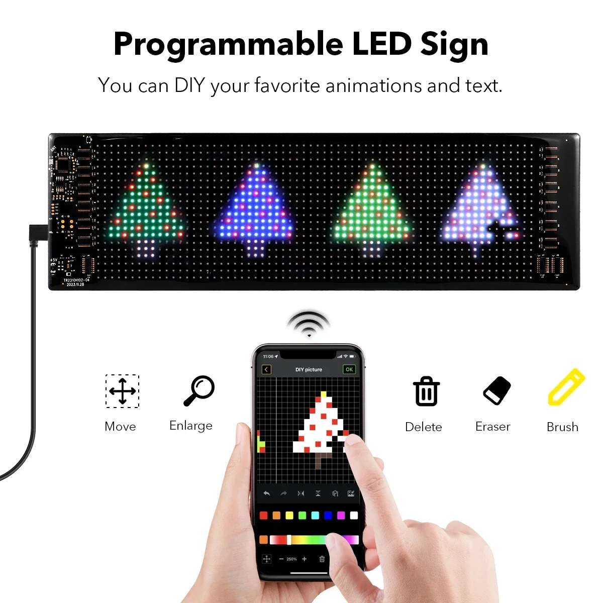 Scrolling Advertising LED Sign Led Eyes for Truck USB App Control Custom Text Pattern Programmable Display Truck Car Devil Eye