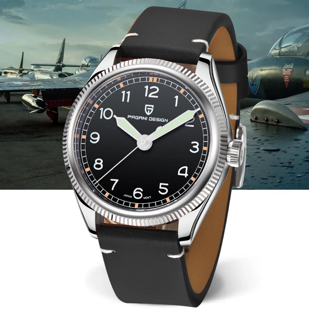 

PAGANI DESIGN 2023 New Pilot Military Men's Watches Luxury Quartz Watch for men AR Sapphire Mirror Leather Waterpfoof Luminous