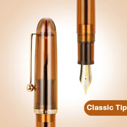 JINHAO Dadao Acrylic Transparent Fountain Pen - Elegant Writing Instrument for Office and School Supplies (Transparent Coffee)