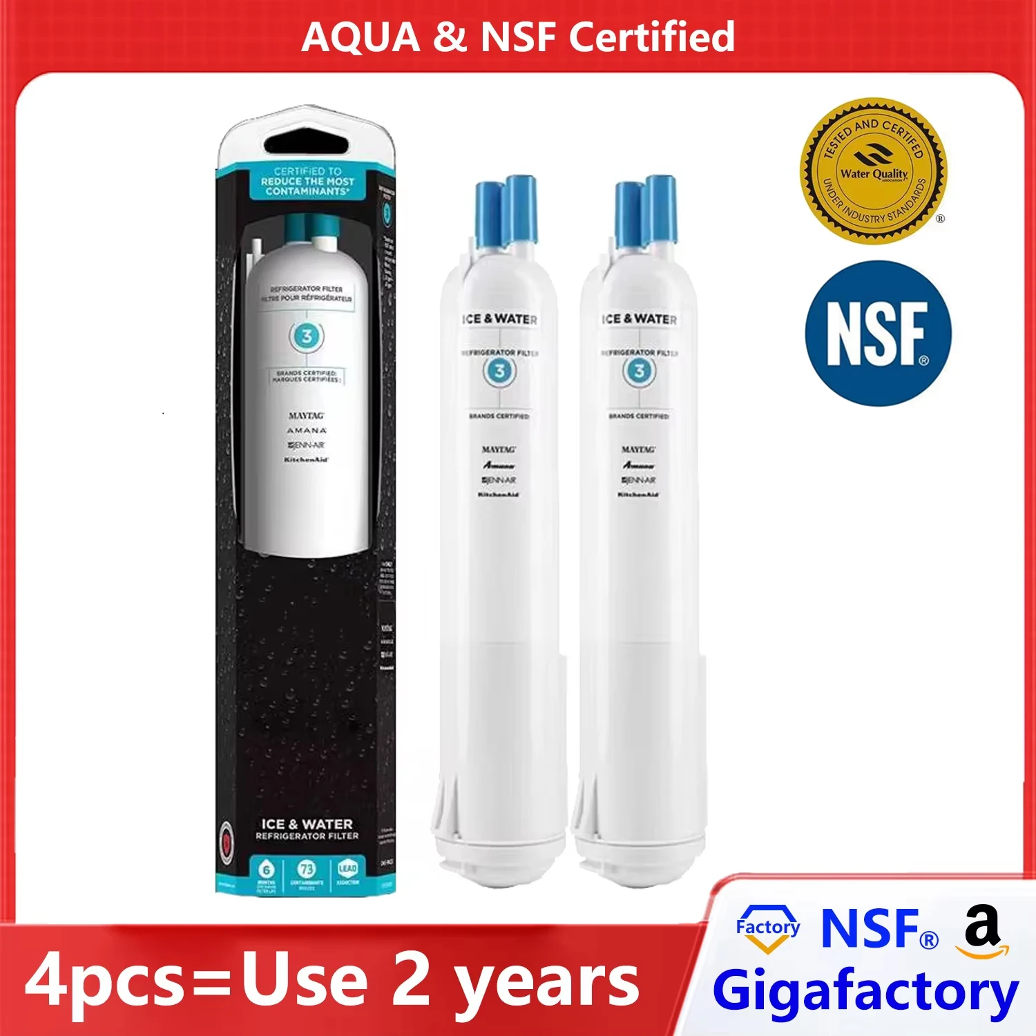 NSF Certified Brand Genuine EDR3RXD1, Compatible with 4396841 4396710 Filter 3 P2RFWG2 9030 9083
