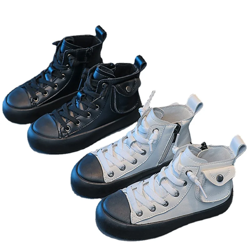 

Autumn Winter Boots Boys Shoes Fashion Leather Soft Antislip Girls Boots 26-37 Sport Running Shoes Baby Leather Boots