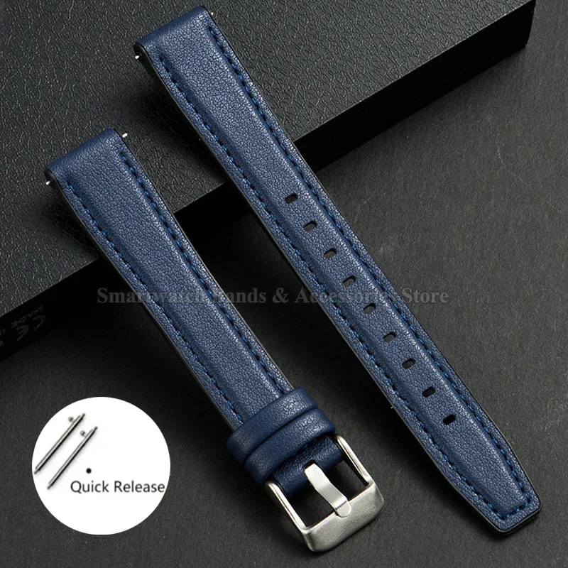 Premium Ultra-Thin Leather Watch Strap with Quick Release and Silicone Backing