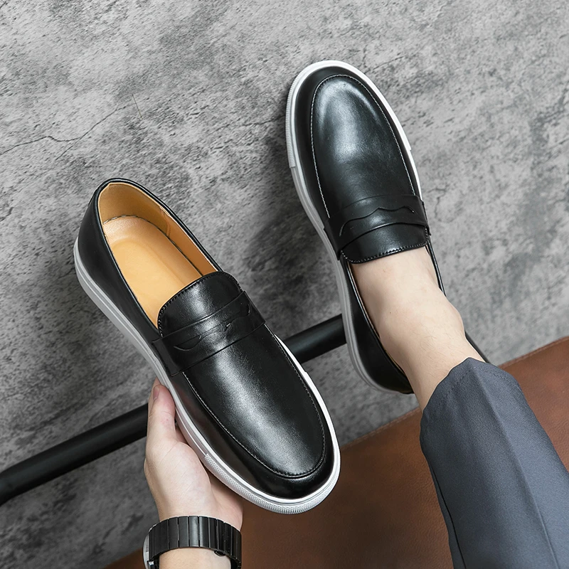 Eisure Business Vulcanized Shoes Men Shoes Black Brown Outdoor Comfortable Walking Shoes High Quality Lefu Shoes Size 38-48 Male