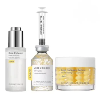 Silk Collagen Peptide Ampoule Serum Korean Care Set Deep Collagen Moisturizer Serum Retinol Power Capsule Cream Women Face Care