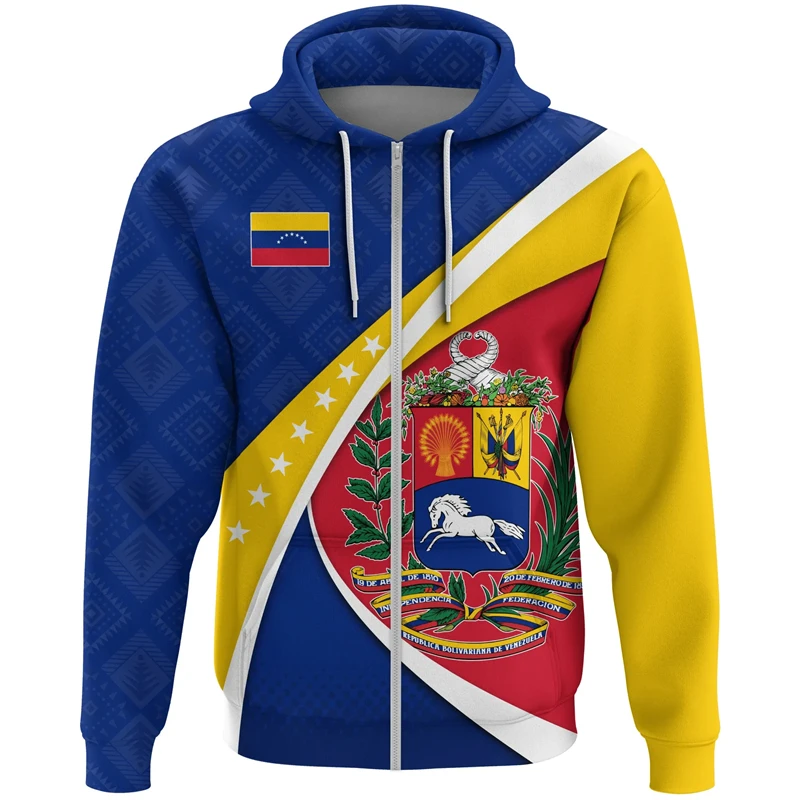 thumbnail image 1 of Sudadera con capucha con estampado 3D de la bandera de Venezuela, sudadera con cremallera para hombres y mujeres, sudadera con capucha de gran tamaño, sudaderas con cremallera para niños, chándales, a, 1 of 5
