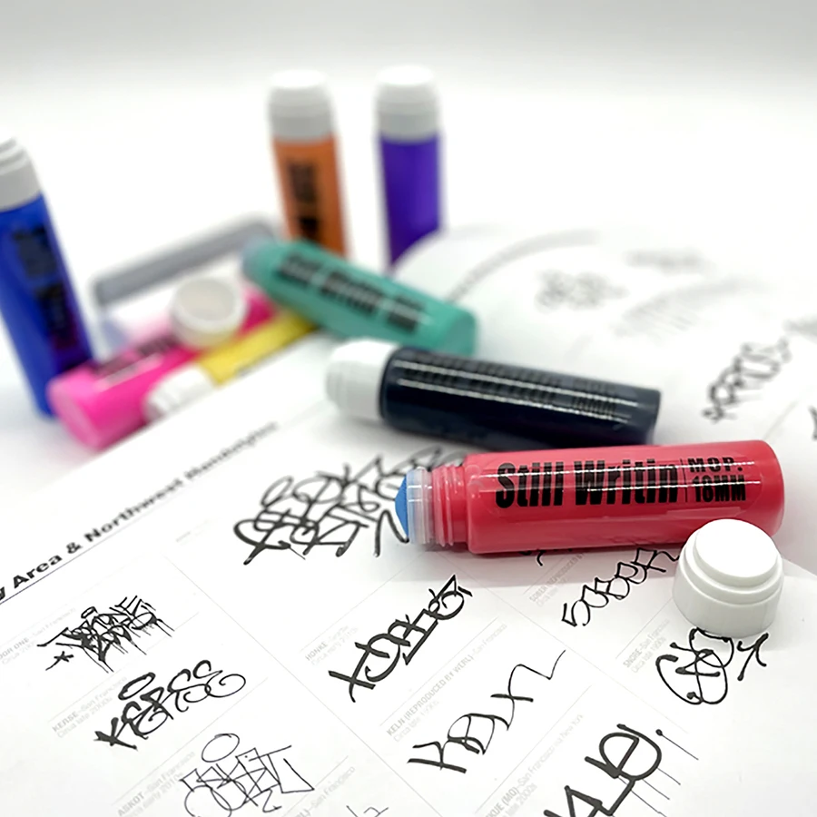 그래피티 플로우 펜 유성 라운드 헤드 18mm/55ml 손으로 그린 서명 펜 페인트 펜은 교체 가능한 잉크로 재사용 가능