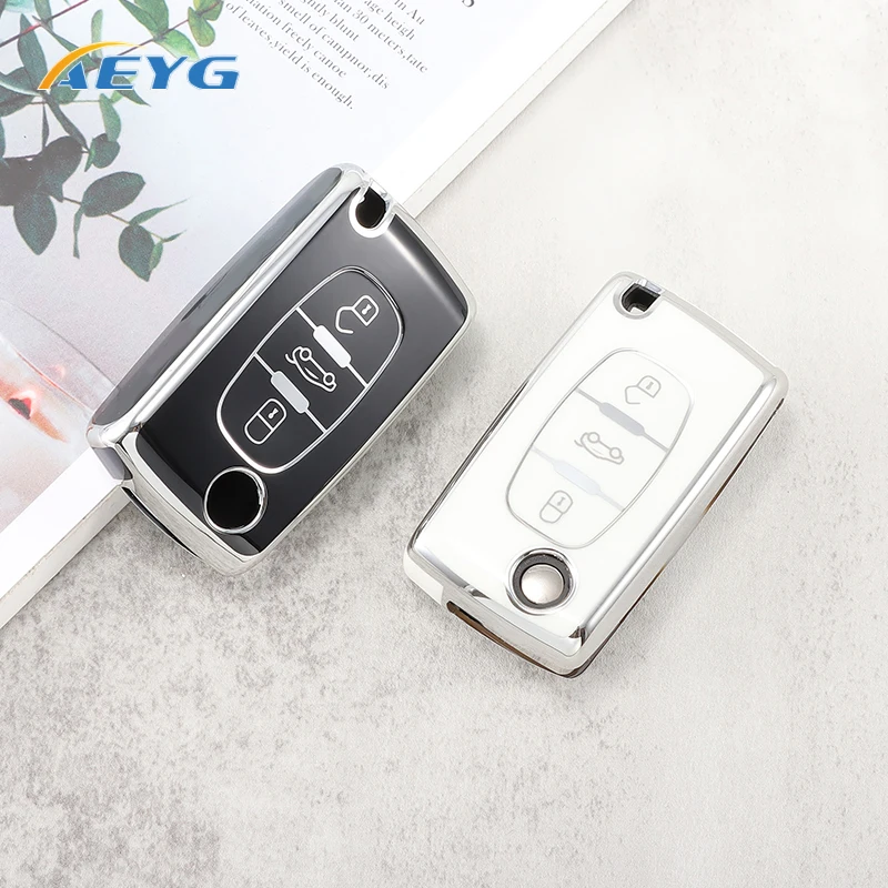 Key Case Cover TPU Car Key Case Cover For Peugeot 107 206 307 308 407 607 5008 For Citroen Xsara Picasso C5 C6 C8 Car Shell Accessories