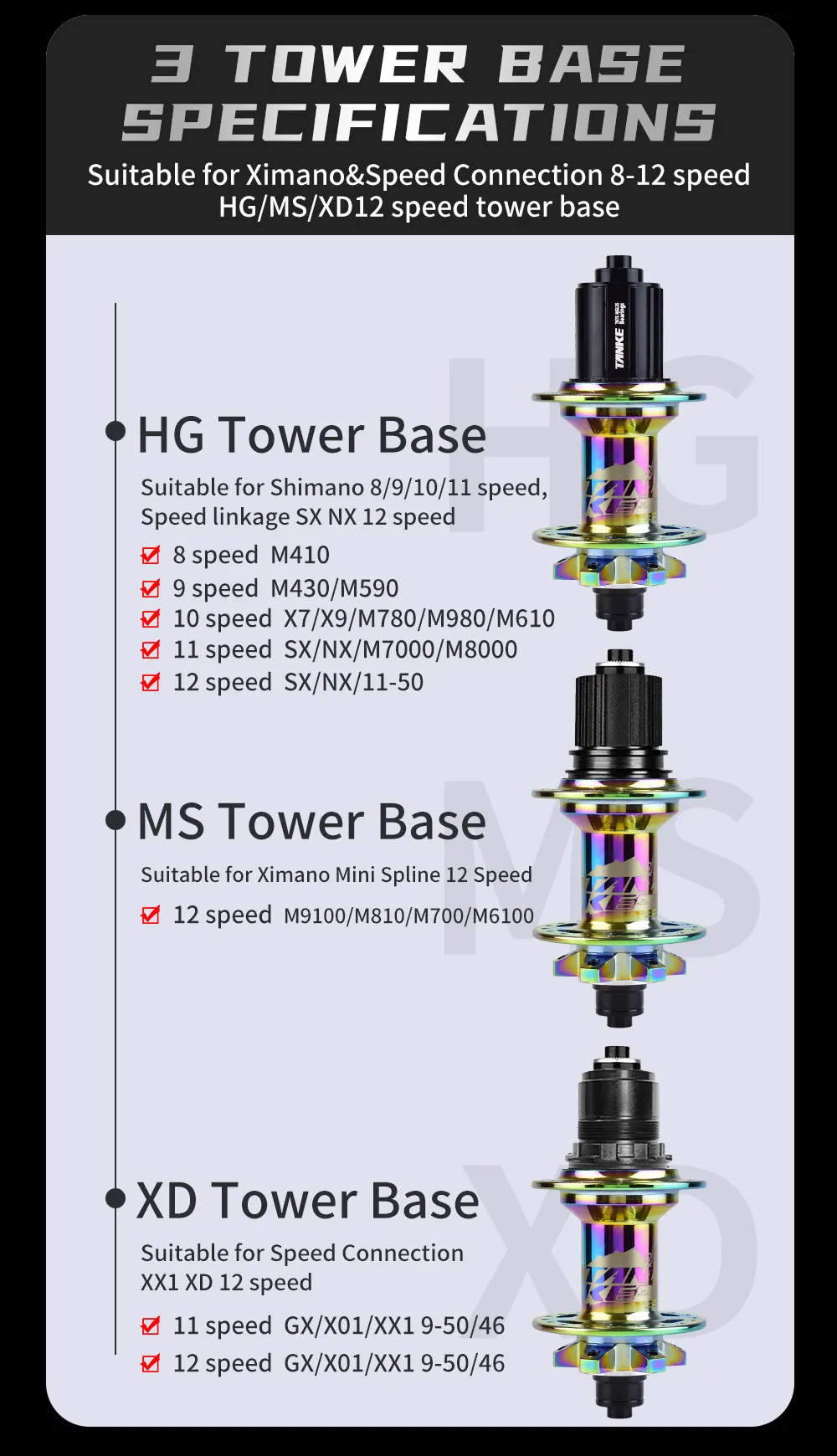 TANKE MTB Laufradsatz Freilauf XD HG MS Nabenkörper Antrieb 6 Sperrklinken Ersatz 135 QR 142 Steckachse Kappen 12MM Lager Turmbasis Reparatur – Detail 6