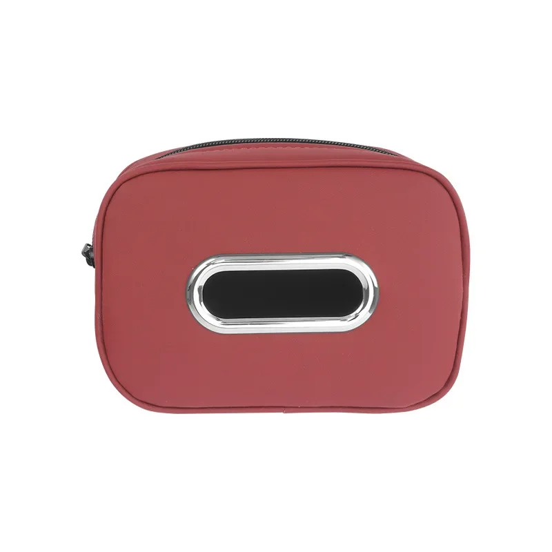Car Tissue Box Holder Nappa  Leather Car Center Console Armrest Napkin Box Sun Visor Backseat Tissue Case with Fix Strap