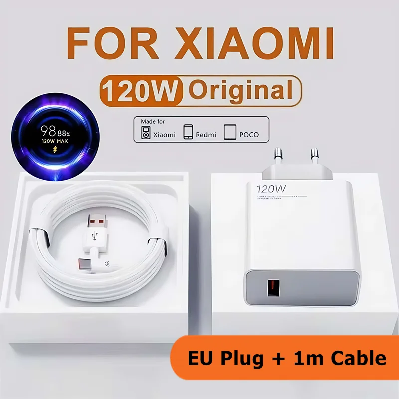 6A 120W AB Ultra Hızlı Şarj Cihazı Xiaomi 11 12 13 14 Ultra Redmi Not 10 11 12 13 POCO F5 X5 Pro Tip C USB Turbo şarj kablosu